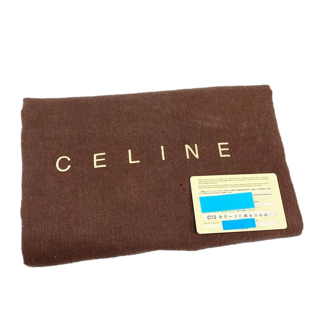 Celine Paris Macadam Handbag Beige Brown Dark Navy Jacquard Leather - Picture 8 of 15